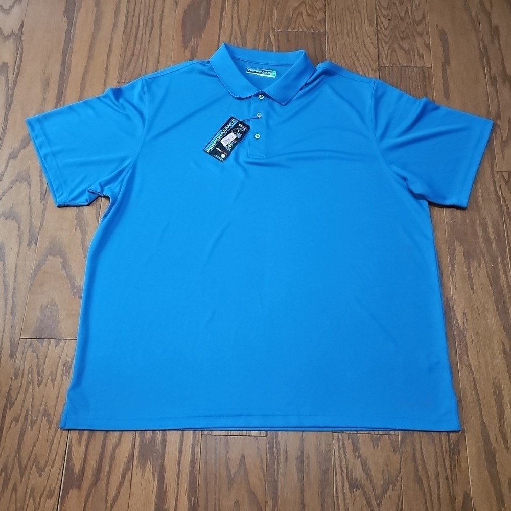 Roundtree & Yorke Performance Polo Shirt Mens Size 4XT NWT Solid Blue Golf